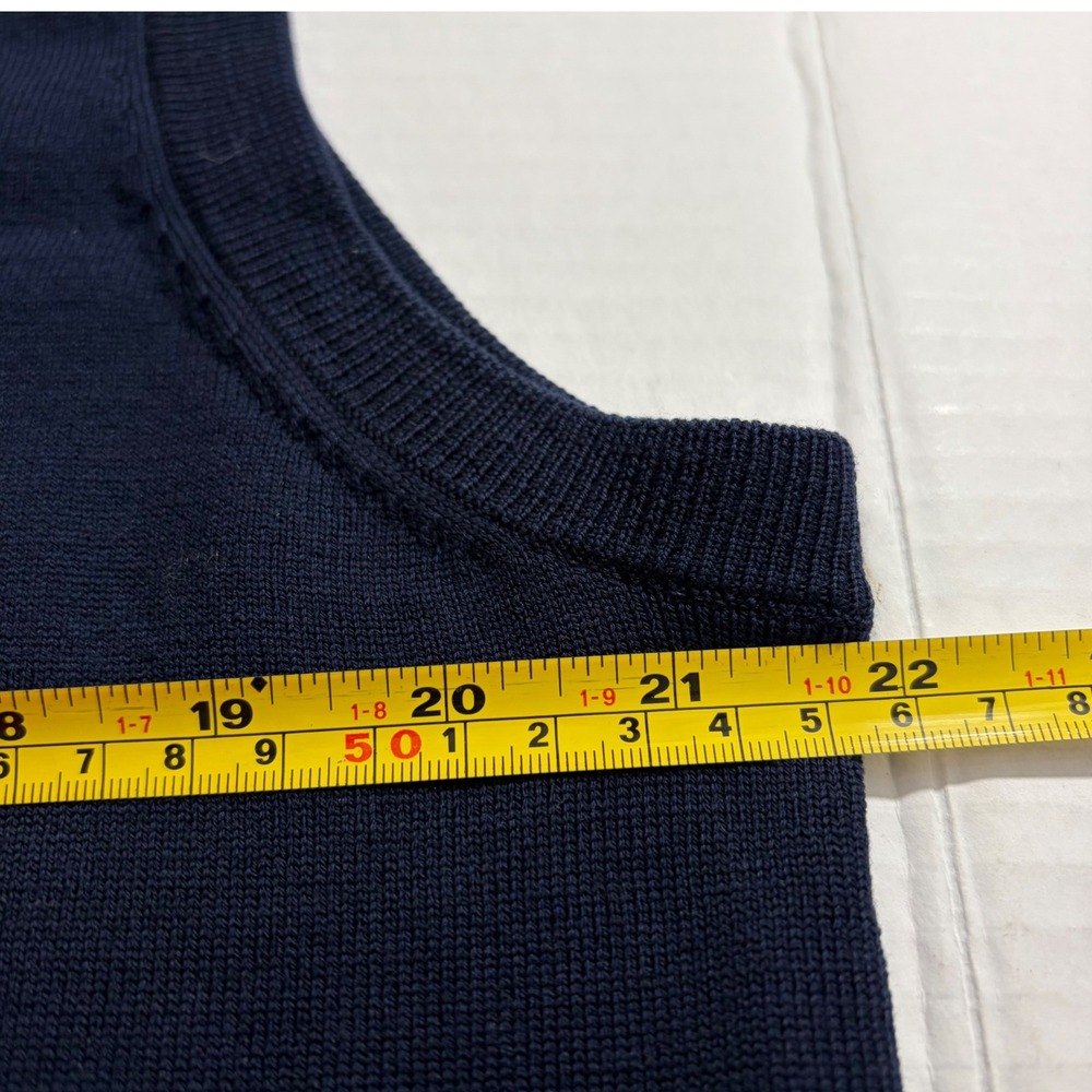 Brooks Brothers Saxon WOOL Mens V Neck Sweater Vest Navy Blue Size L - Picture 7 of 7